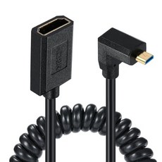 마이크로 hdmi-hdmi 암 스프링 슬림형/얇은 Hdmi 코일 케이블 8 k60hz 얇은 플렉시블 OD4.0 카메라 평면 패널 TV, 02 Upbend_01 1.2 메터, [05] UP, 1개