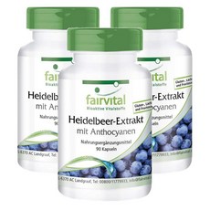 독일 페어바이탈 fairvital Blueberry 안토시아닌이 함유된 블루베리 추출물 1500mg, 3개, 90정