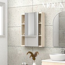 모카바스 전면 거울 슬라이드(미닫이) 누드 욕실 수납장[600 x 800 x 170], 아이보리, 1개