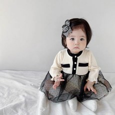 유아 가을 옷 아기 샤 원피스 긴팔 바디슈트 여아 외출복 자매룩