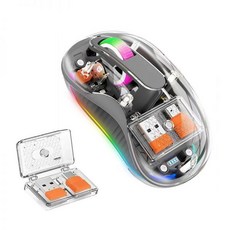 완전 투명 마우스 블루투스 무선 트라이 모드 무소음 LED 램프 C타입 2400dpi 인텔리전스 사무실 선물 스타일