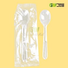 [그린몰]일회용 아이스크림 스푼 대 완전개별 낱개포장 투명 4000개 CI, 1개