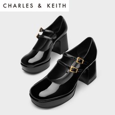 CHARLES&KEITH 찰스앤키스 에나멜 블록 힐 메리 제인 구두