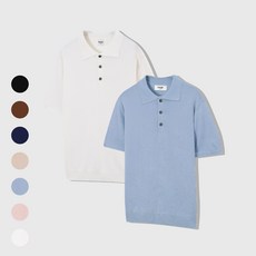 [당일발송] 엘르 카라 단추 반팔 니트 여름 머슬핏 남녀공용