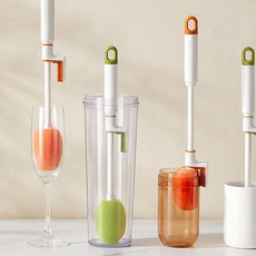 길이긴 물병전용 거품잘나는 스펀지 세척솔 텀블러 세척 막대브러쉬, 오렌지