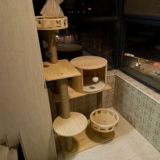 숨숨집 이케아 무소음캣휠원목 고양이 일룸캣타워, AD