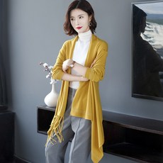 망또가디건 가디건 외투 봄가을 여성 2020뉴타입 루즈핏 밖에걸쳐입는스타일 불규칙 태슬 케이프 숄 털옷 카디건 유행
