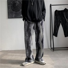 봄가을 번아웃 나염 캐주얼 팬츠 남자 일자 와이드 트렌디 힙합 플리츠 컬러