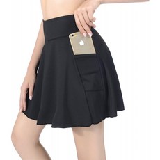 [스몰] 포켓이 있는 KASTGLORY 여자 테니스 스커트 액티브 워크아웃 스포츠 애슬레틱 골프 스켓(블랙 스몰)