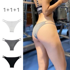 여자 바디프로필속옷 유럽풍 스포츠 2줄 삼각 이너 브라질리언 팬티 3색세트