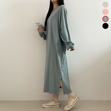 에제르 국내 여성 루즈핏 빅사이즈 맨투맨 롱 원피스