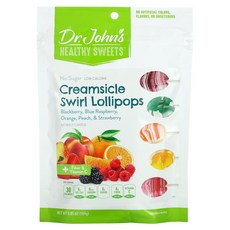 1+1 Dr. John's Healthy Sweets 크림시클 스월 롤리팝 섬유소 비타민C, 2개, 109g
