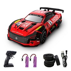 JJRC Q165 /2.4GHz 무선조종 4륜구동 고속 드리프트 레이싱카/1:20/RTR/RC카, 레드, 배터리2개