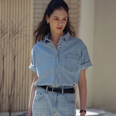 틸아이다이 Denim button point half shirt_Light blue - 틸아이다이셔츠