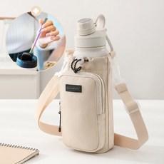 로앤제이 스트랩 크로스 텀블러 파우치 보냉 물통 가방 물병 보틀 주머니, 1개, 베이지