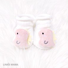 리나스마마 [출산선물] 용띠 핑크공룡 오가닉 아이보리 아기양말