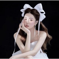 왕리본 머리장식 웨딩베일 사진촬영소품
