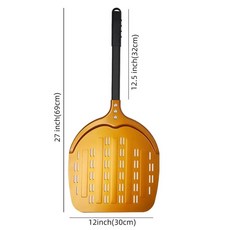 알루미늄 피자 뒤집게 베이킹 도구 필 긴 핸들 터닝 회전 회전 패들, 1개, 27.gold 12inch blu..