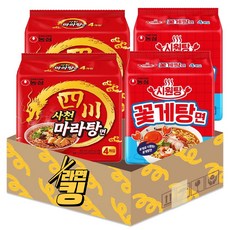 라면킹 농심 사천 마라탕면 126g 8봉 x 농심 시원탕 꽃게탕면 121g 8봉