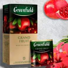 Greenfield Grand Fruit черный чай с гибискусом, розмарином и гранатом, 25 пакетиков по 1.5 г
