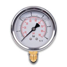 Pressure Gauge with Radial Connection Stainless Steel IP65 2.48'' Bottom Connector 1/4 Glycerin (0, 1개