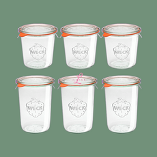 WECK 몰드 580ml WE742 + 850ml WE743 1박스 6개 세트, 580ml + 850ml 6개 세트 고무링 클립포함