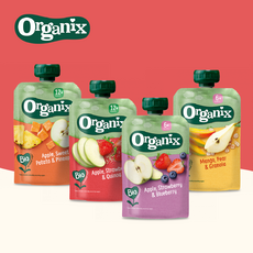 전세계 38개국 판매 오가닉스 유기농 고영양 과일퓨레 아기간식 이유식 퓨레, 사과+딸기+퀴노아 (6개)