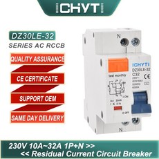 배선용차단기 누전 chyt dz30le 1p + n ac 230v 32a 63a 6ka, 1p 플러스 n, 40a, 1개 - n30le