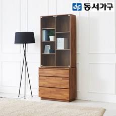 동서가구 LV 라떼 600&800&1200 유리장식장 8종, 06. 라떼 800 3단 유리장식장 (918497) 멀바우