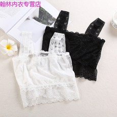 레이스 끈 민소매 탑 가슴 녀 여름 용 얇 은 흰색 이 너 웨 어 에 짧 은 탑 이 너 로 등 이 드러나 지 않 게 랩 되 어 있 는 뷔 스 티 에 블랙 1 + 화이트 1 큰 사이즈 (120 - 140) 근
