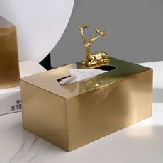 각티슈 케이스 금속 종이 상자 가정용 거실 주방 레스토랑 호텔 사무실 데스크탑 보관 티슈 박스, and deer