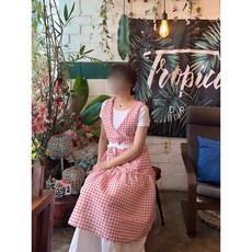 레드 체크 리플지지미 여름앞치마 원피스