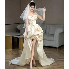 화이트 튜브탑 드레스 연주회 시상식 연말파티 이브닝 파티 콩클 롱 원피스 아이돌 홀복 웨딩 셀프 브라이덜샤워 바프 졸업사진 컨셉