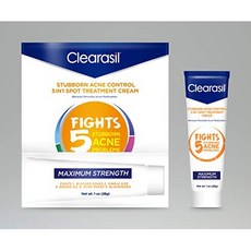 Clearasil 완고한 여드름 컨트롤 5-in-1 스팟 트리트먼트 크림 벤조일 퍼 옥사이드 여드름 치료제로 여드, 상세 설명 참조0, 상세 설명 참조0