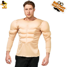 Uandhome 성인 근육 복장 근육맨 티셔츠 할로윈 캐릭터 크로스오버 복근 티셔츠 파티 의상