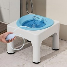 간이 비데 휴대용 수동식 좌욕 의자 세정용 가정용, 화이트, 1개