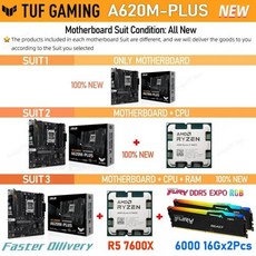 AMD AM5 R5 7600X CPU + ASUS TUF GAMING A620M PLUS 메인보드 세트 RAM 킹스톤 DDR5 메모리 게이머 DIY