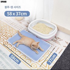 고양이 모래 매트 이중 필터 반출 방지 고양이 모래 튀김 방지 물세탁 가능 이중 모래 제어 고양이 화장실 매트 고양이 용품, 더블레이어고양이쓰레기매트58*37/블루, 1개