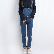 DANA다나1_여성 슬림 일자핏 데일리 패션 의류 멜빵 스판 청바지 데님 멜빵일자바지 슬림멜빵바지 멜빵진 여성데님+fkdβre
