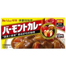 House 好侍 佛蒙特咖哩塊, 蘋果蜂蜜風味, 甜味咖哩, 230g, 12 份, 1盒