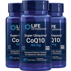 라이프익스텐션 슈퍼 유비퀴놀 CoQ10 100mg 소프트젤, 60정, 3개