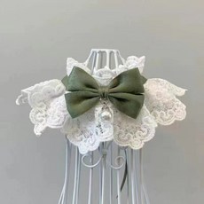 고양이 목둘레 애견 액세서리 목걸이 레이스 리본, 1개, 그린