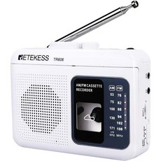 Retekess TR606 테이프 레코더 카세트 플레이어 AM FM 워크맨 레코드에서 음성AUX 라인 지원 DC 또는 AA 배터리흰색로 구동