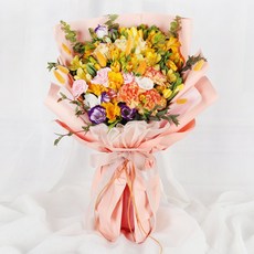 99플라워 [화이트데이 당일도착] 전국 꽃배달서비스 사탕 꽃바구니 당일배송 꽃다발 배달 생화 꽃 선물, 33.[C536]-프리지아봄다발