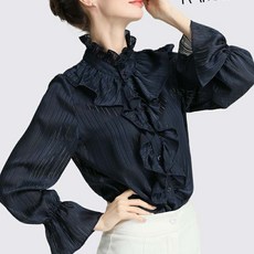 가을옷 페플럼 스탠딩카라 부츠컷 상의 와이셔츠 여성의류