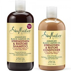 Shea Moisture Strengthen Grow & Restore 샴푸 및 컨디셔너 세트 자메이카 블랙 캐스터 오일 콤비네이션 팩 1
