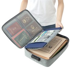 코딩 된 잠금 다기능 인증서 저장 가방 다층 대용량 파일 빌 파일 계정 여권 정렬 가방|수납 가방|, 1개, NO Lock Double, CHINA