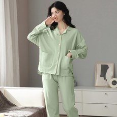 JULY'S SONG 여자 면화 잠옷 긴 소매 남자 세트 바지 캐주얼 정장 커플 HOMEWEAR 빅 사이즈