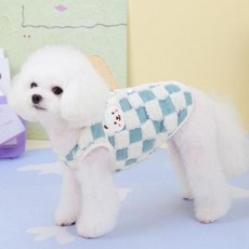 강아지 애견 반려견 체크 하네스 보아털 옷 후리스 조끼, 브라운, L