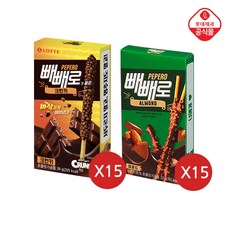 롯데제과 크런키빼빼로39g+아몬드 빼빼로 37g, 30개